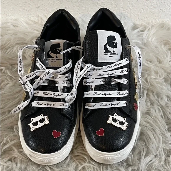 KARL LAGERFELD PARIS CATE PINS LACE UP LEATHER SNEAKER SIZE 7 - Picture 3 of 14